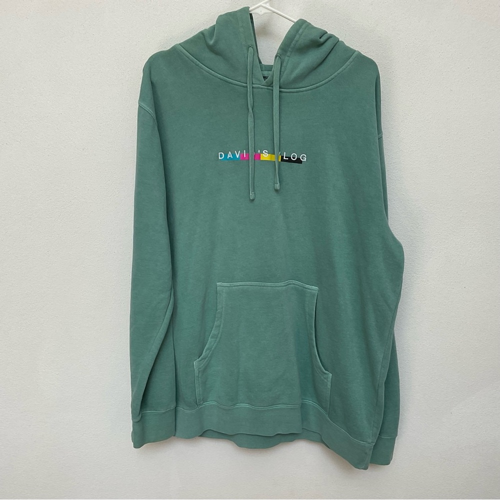 Men's Vlog Squad Green David's Vlog Embroidered Hooded Sweatshirt Size Large